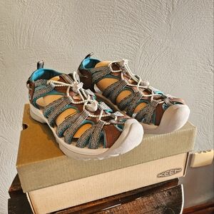 Keen Brown and Blue Outdoor Sandals with Sturdy Design and Ventilated Upper